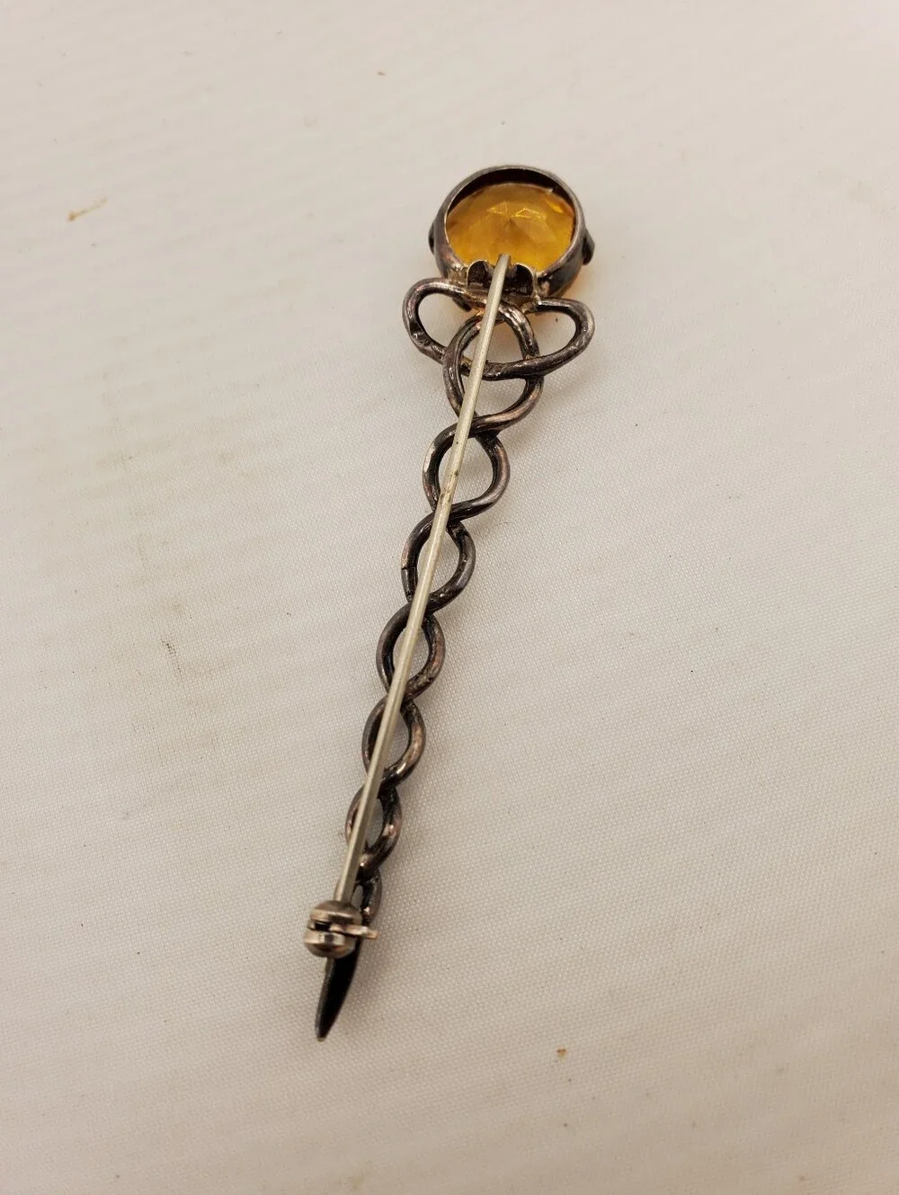 Sterling Citrine Scottish Knot Kilt Pin